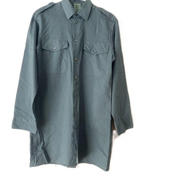 Vintage Lutteurs Long Military Workwear Shirt Size 40/62 Swiss Army Minimalist - Picture 6 of 12